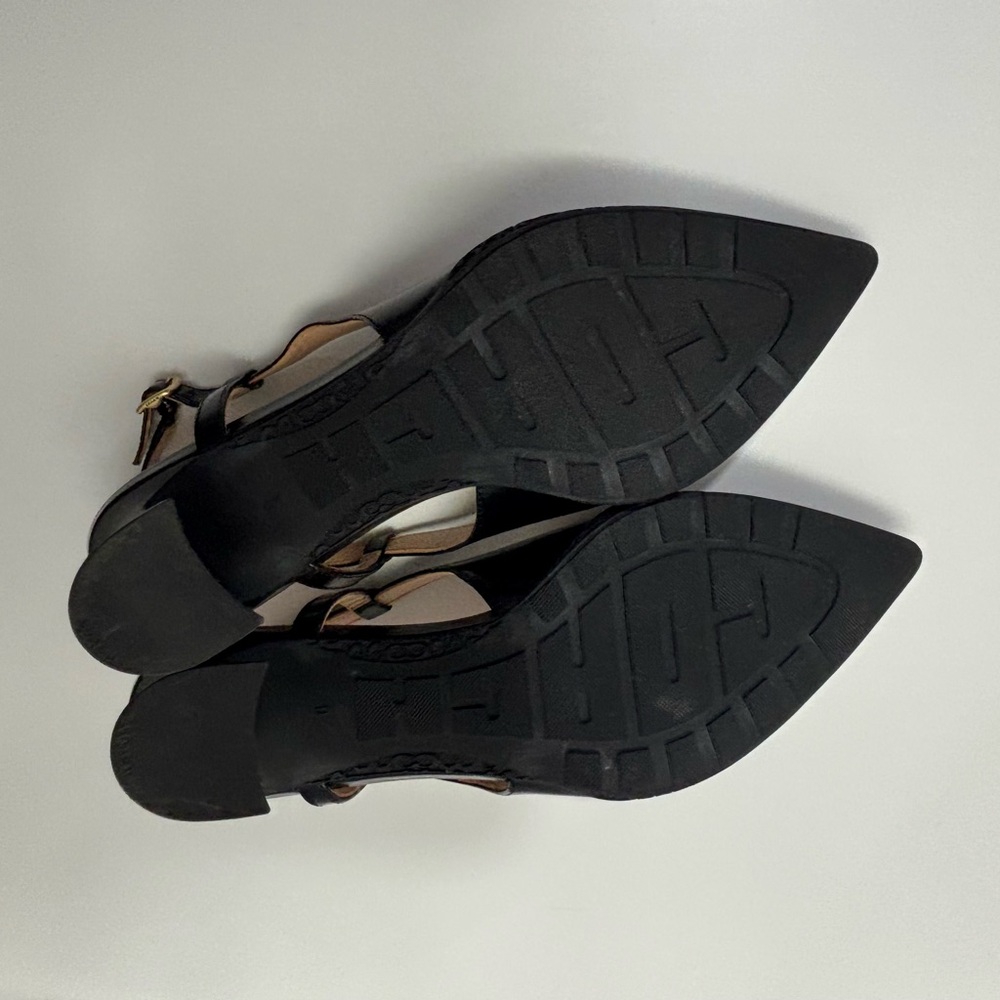 Coach Black Leather Pointed Slingback Loafers with Logo Band - Picture 5 of 5